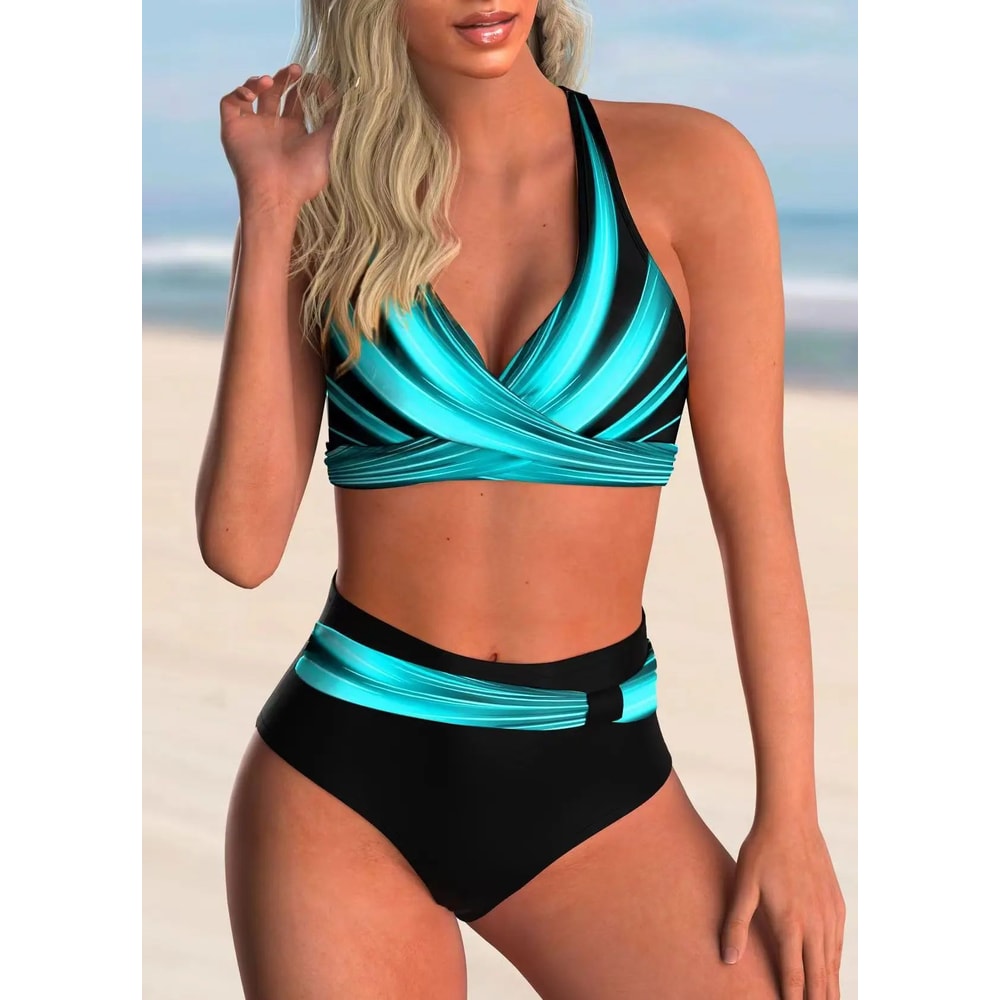 High Waisted Ruffle Tummy Control Bikini Set 6