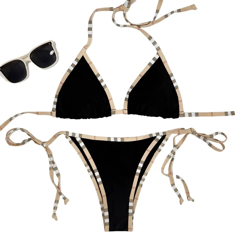 Luxury Stripe Halter Two Piece Bikini Set 7