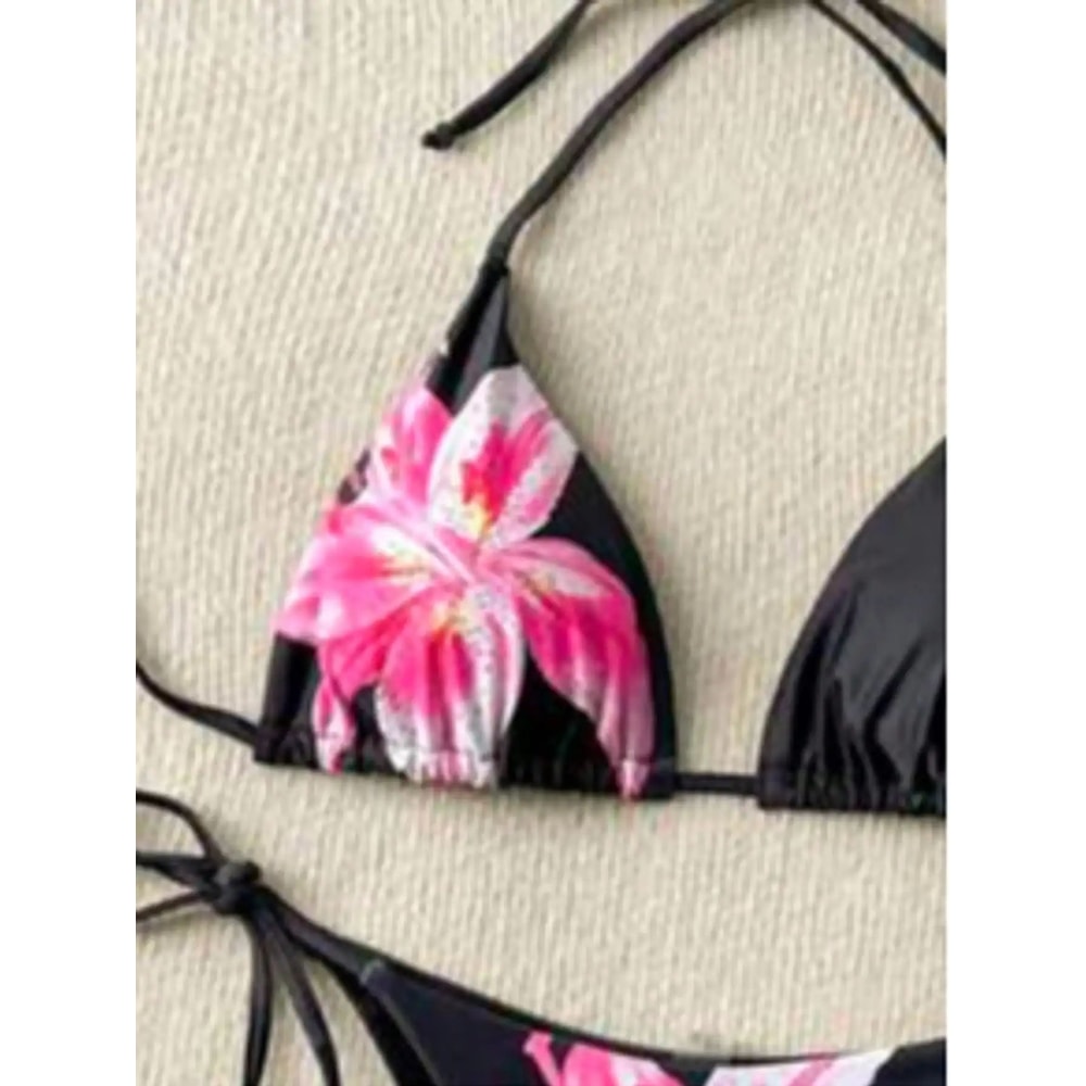 Leopard Print Lace Up Three Piece Bikini Set 5