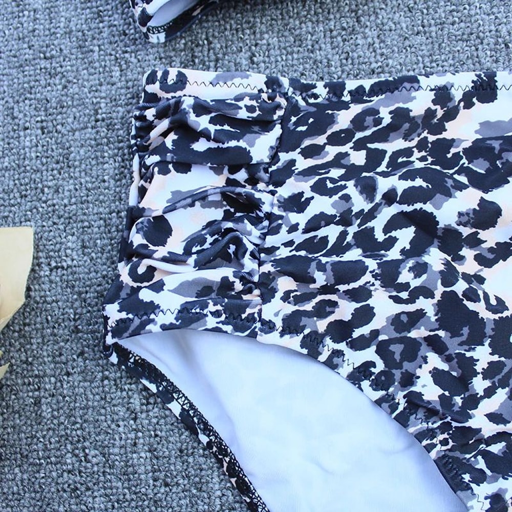Vintage Leopard Push Up Plus Size Bikini Set 5