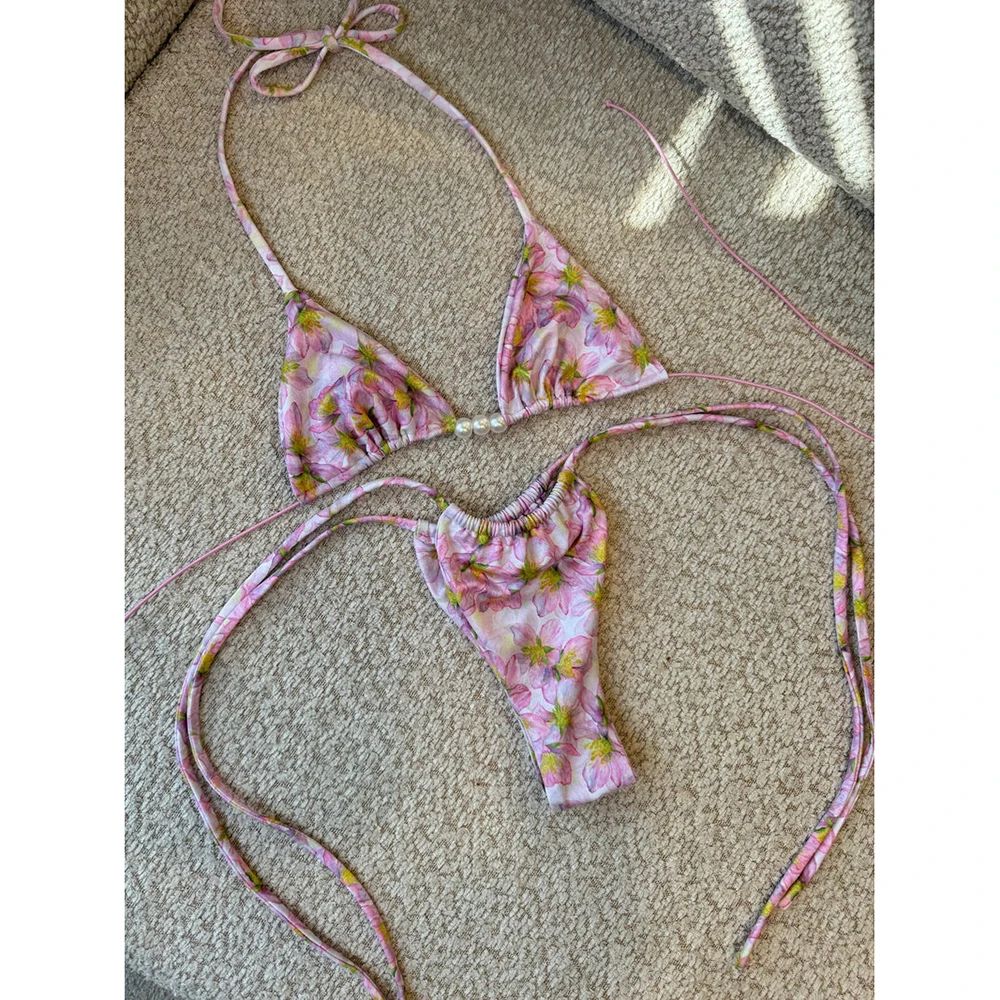 Luxury Pearl Halter Micro Brazilian Bikini Set 2