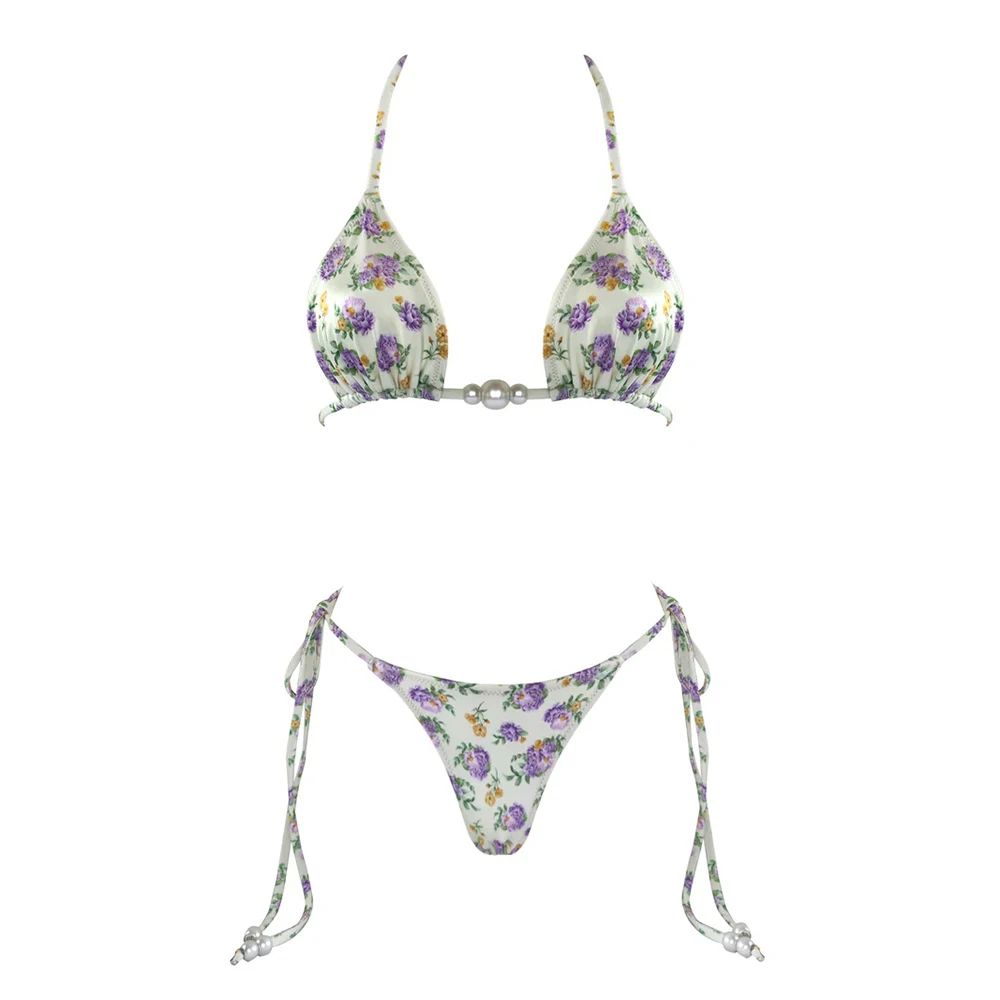 Luxury Pearl Halter Micro Brazilian Bikini Set 4