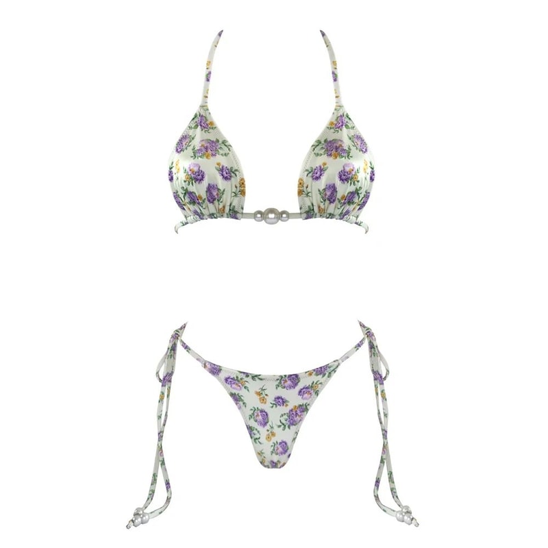 Luxury Pearl Halter Micro Brazilian Bikini Set 4