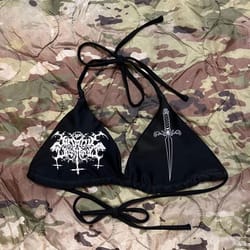 y2k gothic cross print thong bikini set