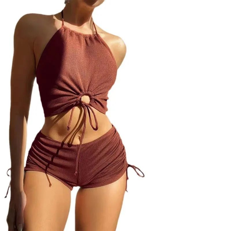 Solid Halter Strapless Bikini Top Set 5