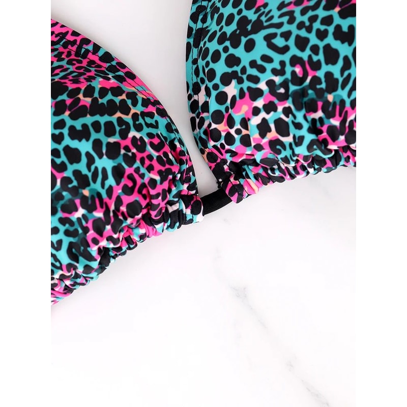 Colorful Polka Dot Lace Up Bikini Set 2