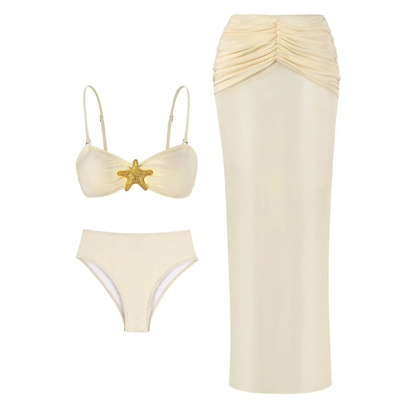 Strapless Three Piece Bikini Set With Long Skirt 4