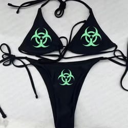 y2k millennium print thong bikini set