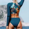 Vintage High Waist Long Sleeve Bikini Set 3