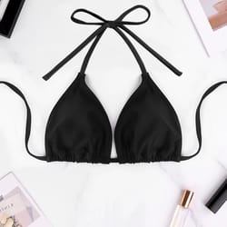 solid halter bareback bikini top