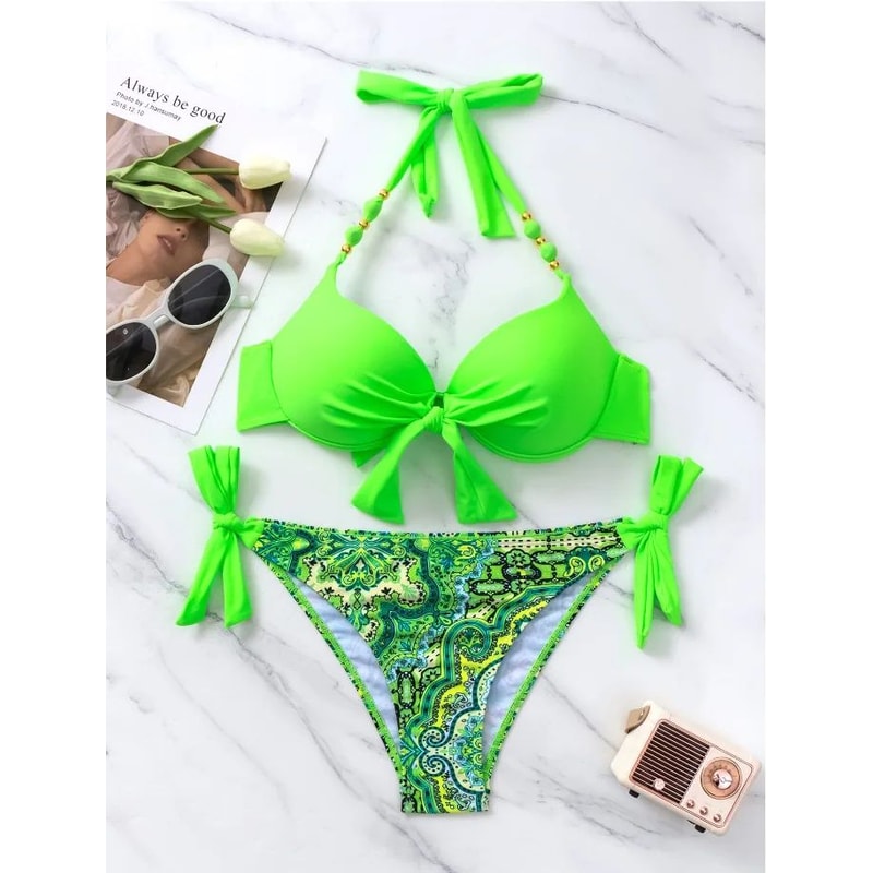 Sexy Push Up Thong Bikini Set For Women 14
