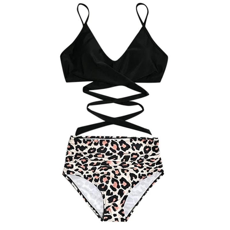 High Waisted Cross Front Bikini Set For Women 3