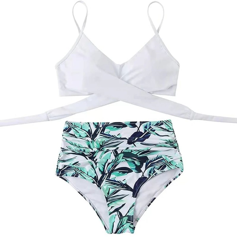 High Waisted Cross Front Bikini Set For Women 11