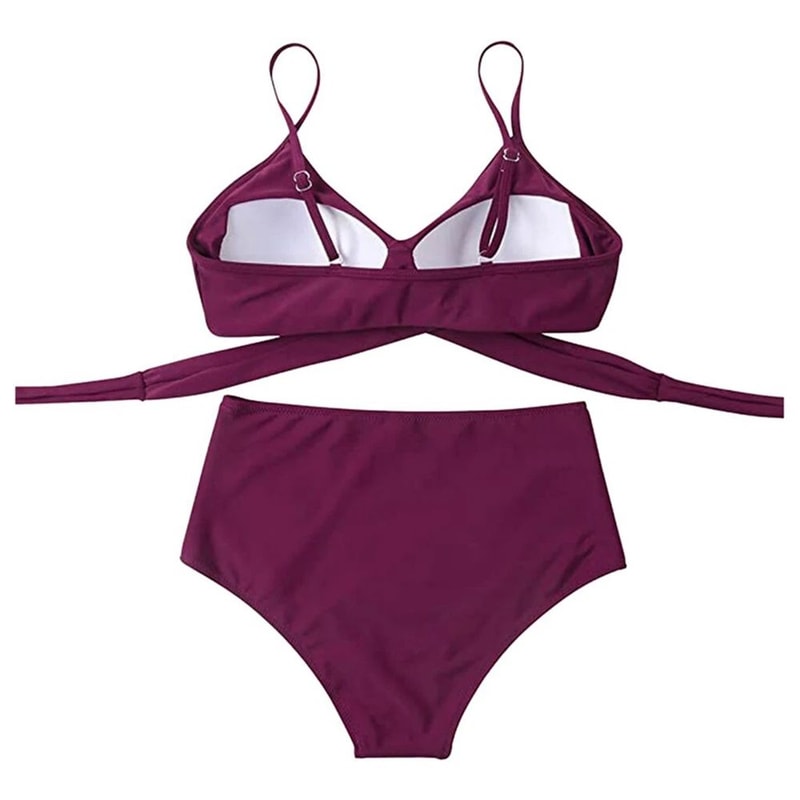 High Waisted Cross Front Bikini Set For Women 8