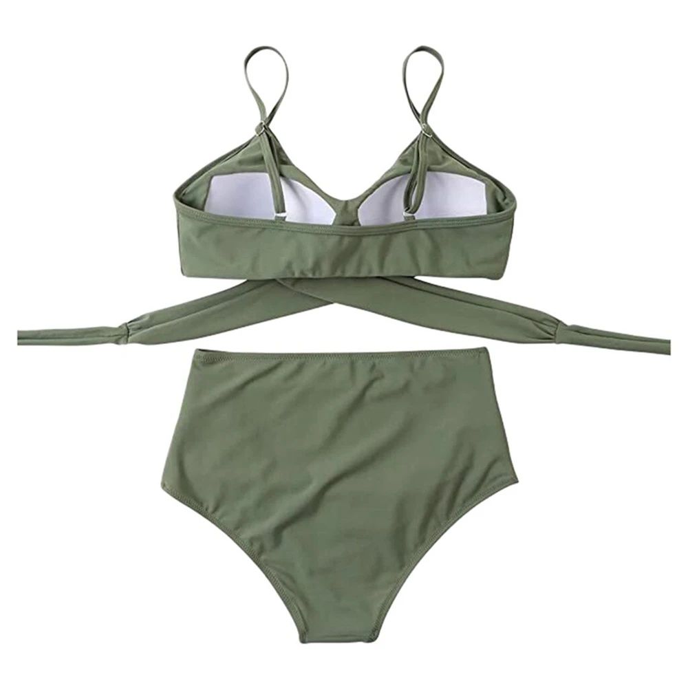 High Waisted Cross Front Bikini Set For Women 9