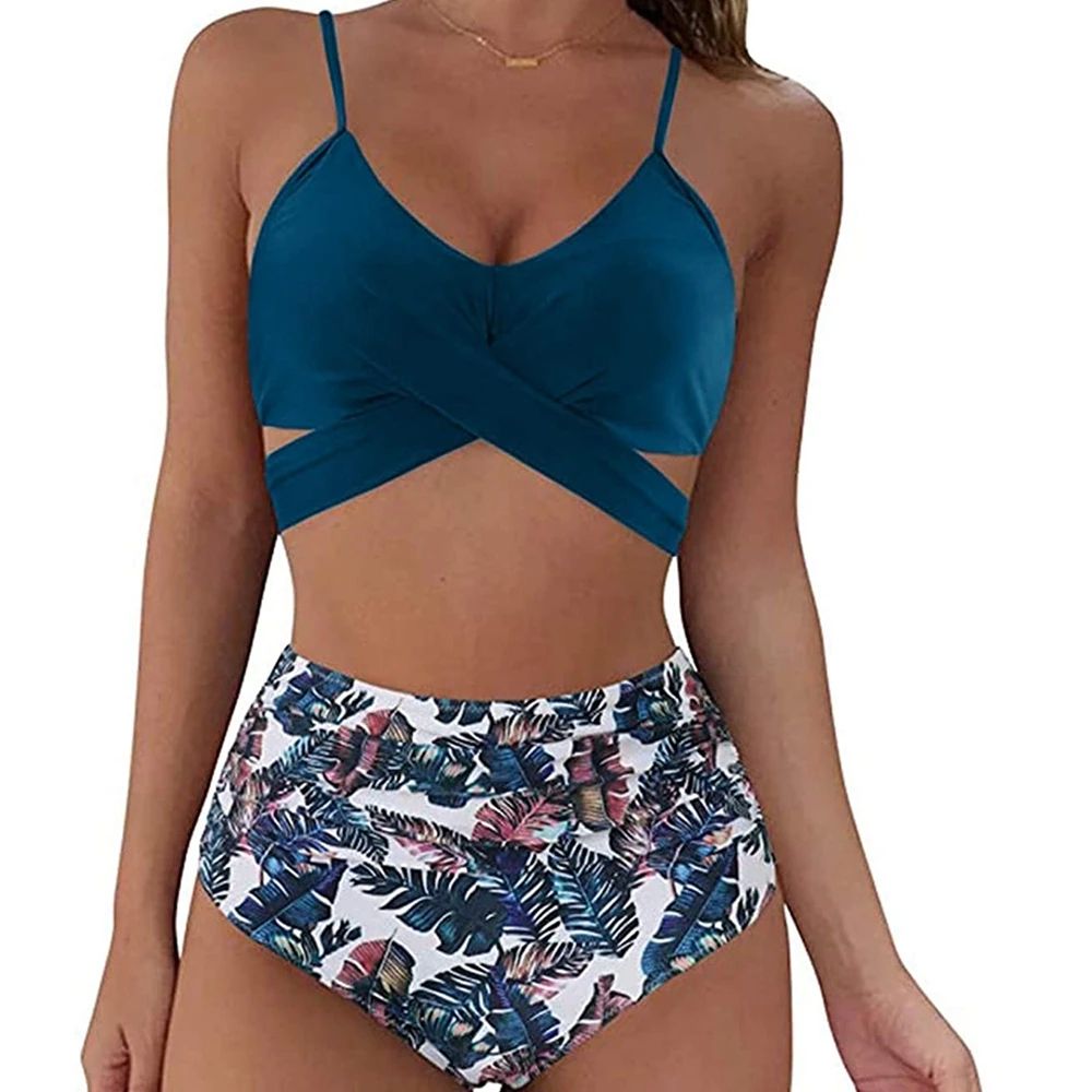High Waisted Cross Front Bikini Set For Women 20