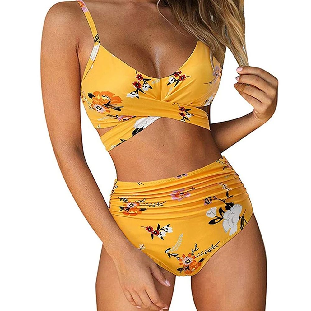 High Waisted Cross Front Bikini Set For Women 28
