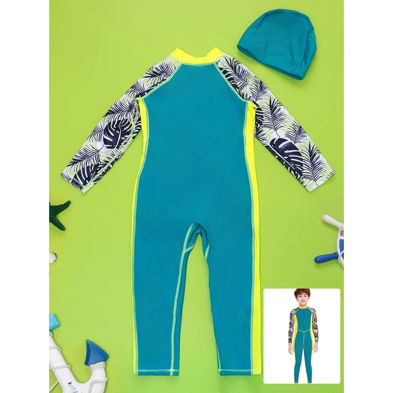 Boys One Piece Short Sleeve Swimwear Set 2