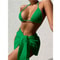 Halter Thong Bikini Set With Sarong Skirt 2