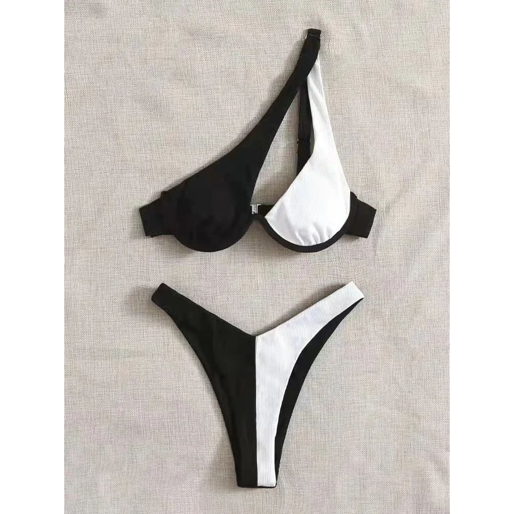 Luxury One Shoulder Push Up Bikini Set 0