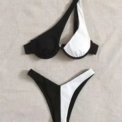 luxury one shoulder push up bikini set