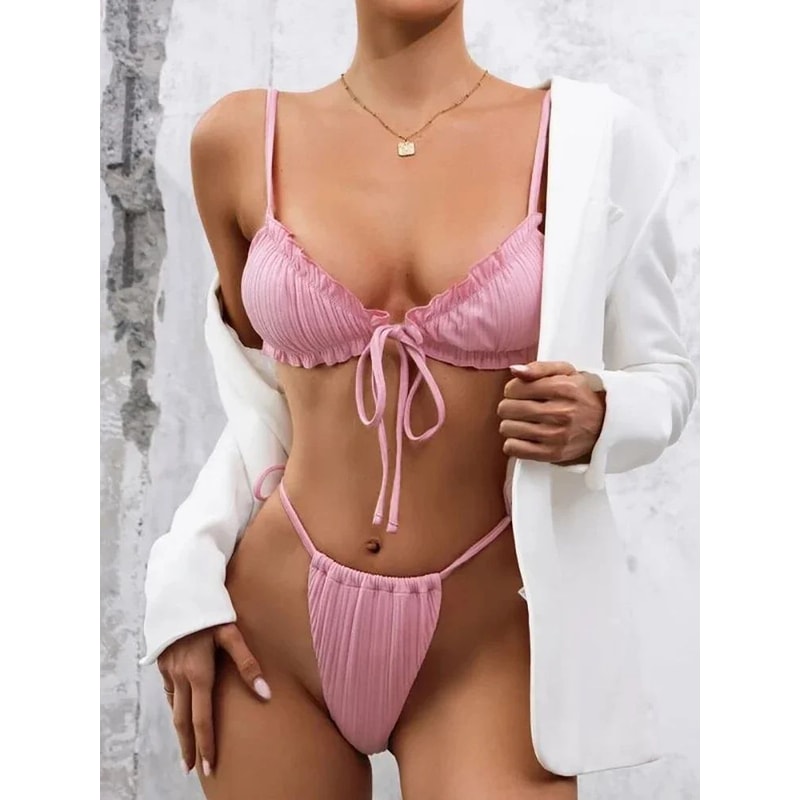 Striped Push Up Bandage Bikini Set 8