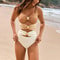 Color Block One Piece Swimsuit With Golden Buckle 6