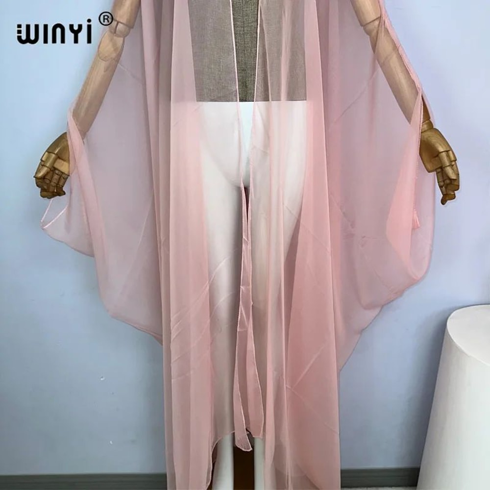 Sheer Monochrome Kimono Beach Cover Up 5