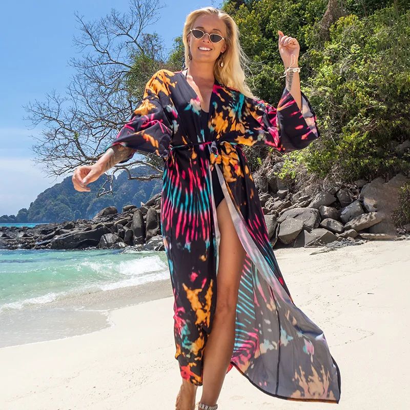 Boho Printed Long Kimono Beach Cover Up 4