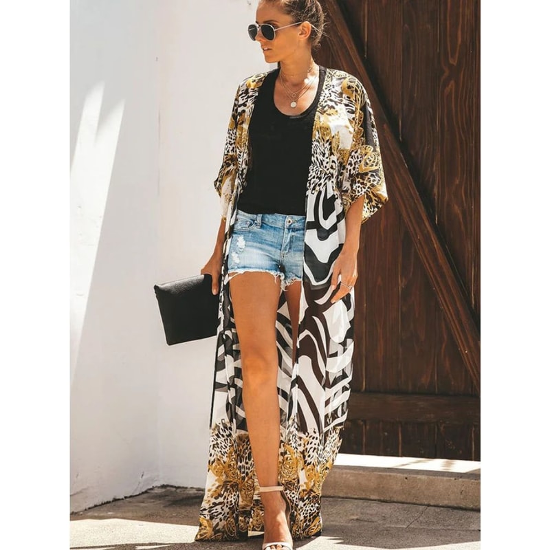 Leopard Print Chiffon Beach Kimono 4