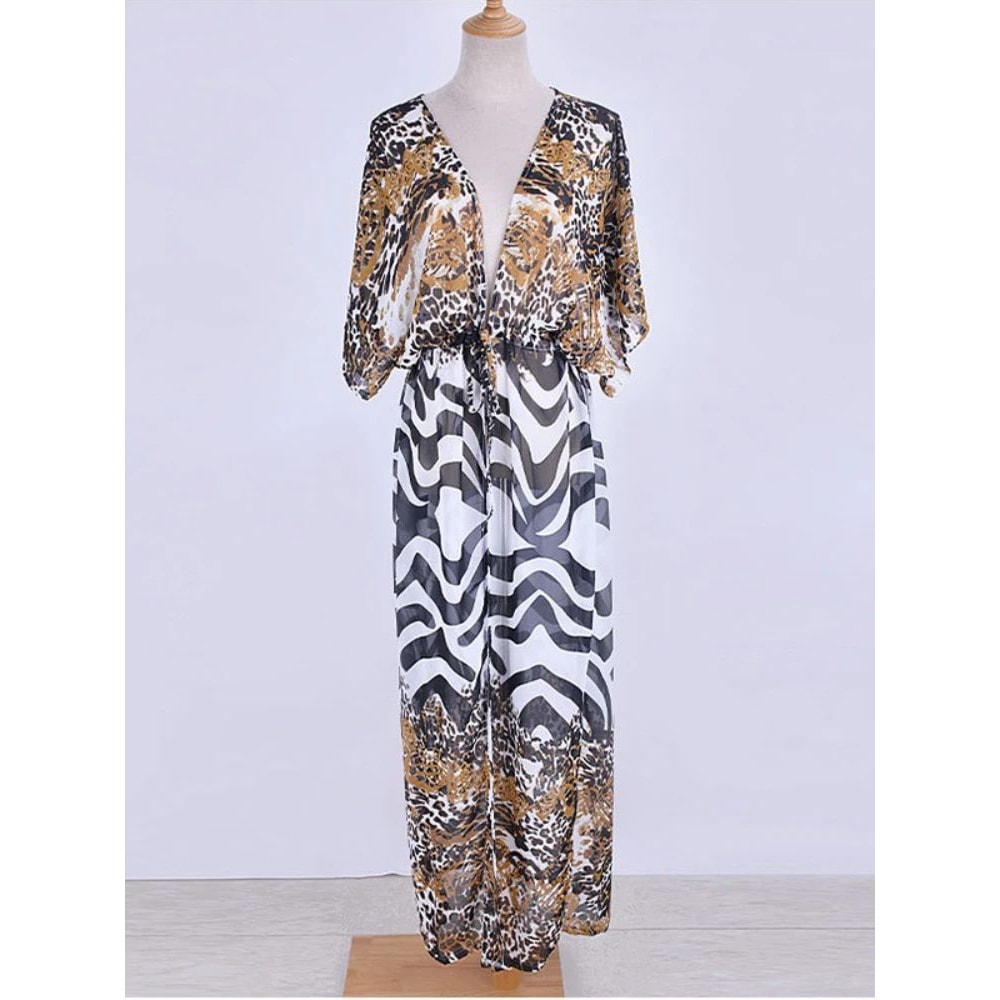 Leopard Print Chiffon Beach Kimono 5