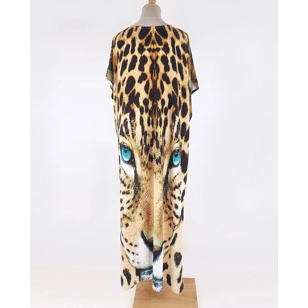 Tiger Print Long Kimono Beach Cover Up 4