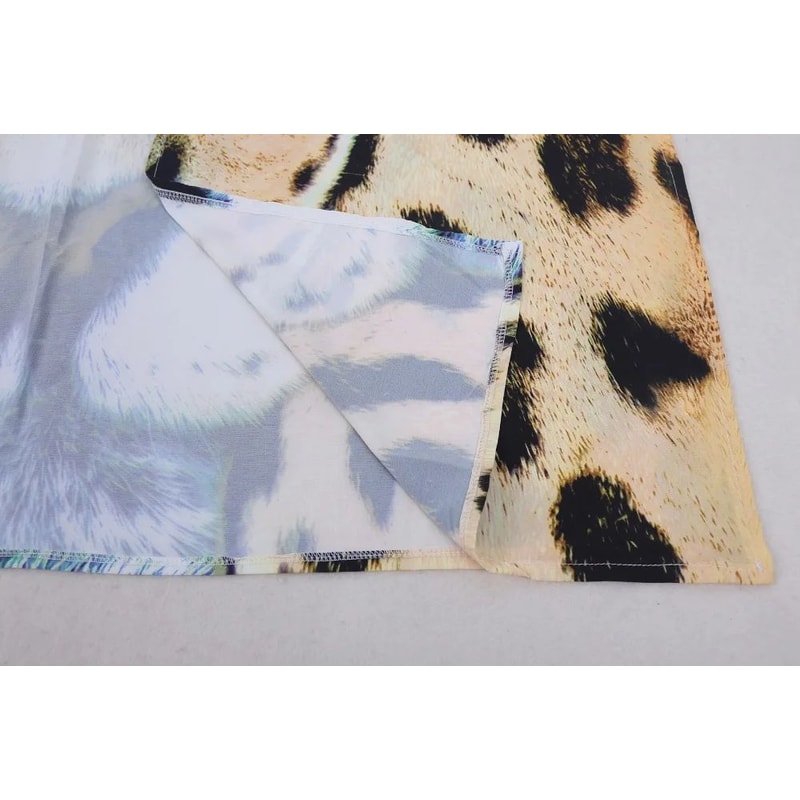 Tiger Print Long Kimono Beach Cover Up 8