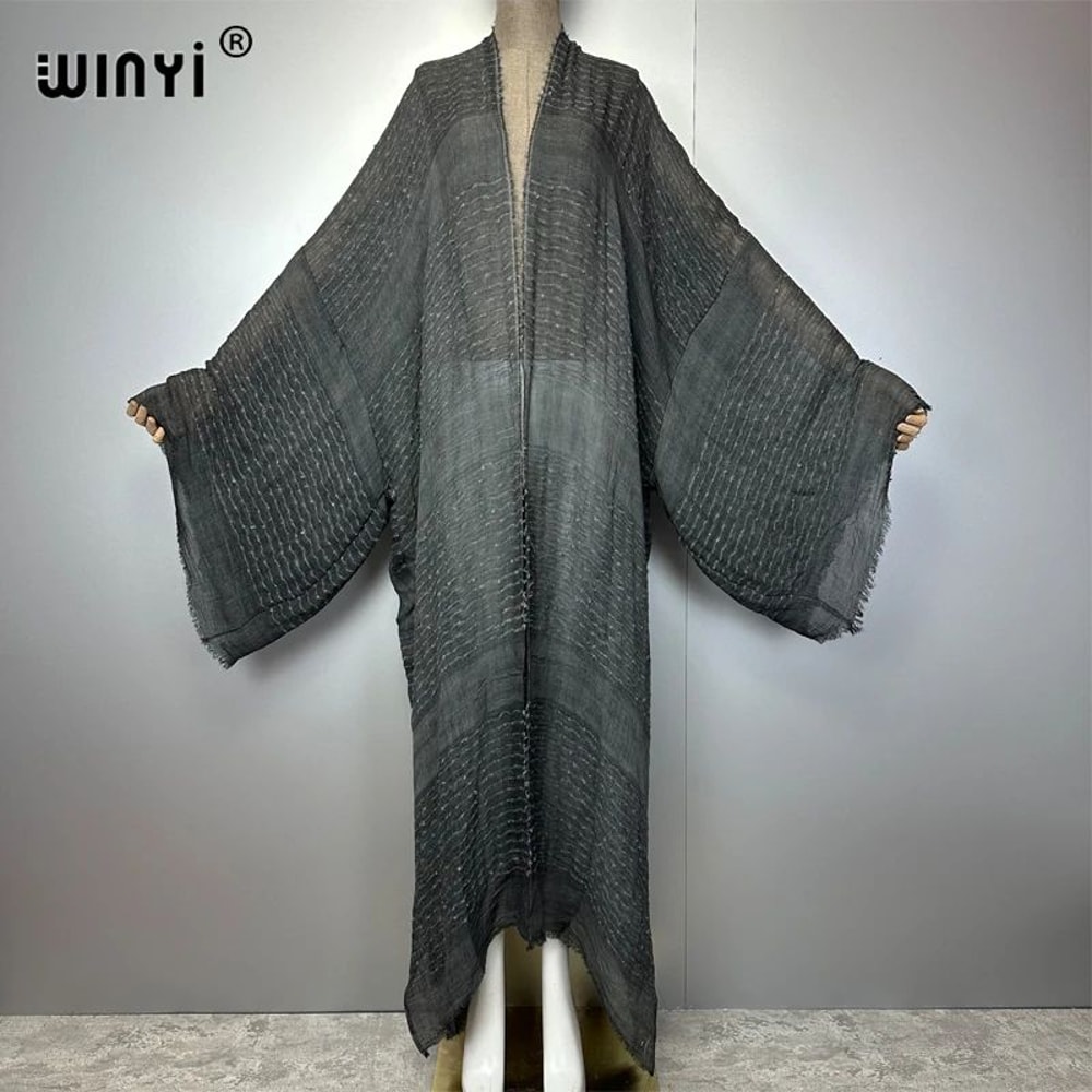Boho Maxi Kimono Beach Cardigan Dress 8