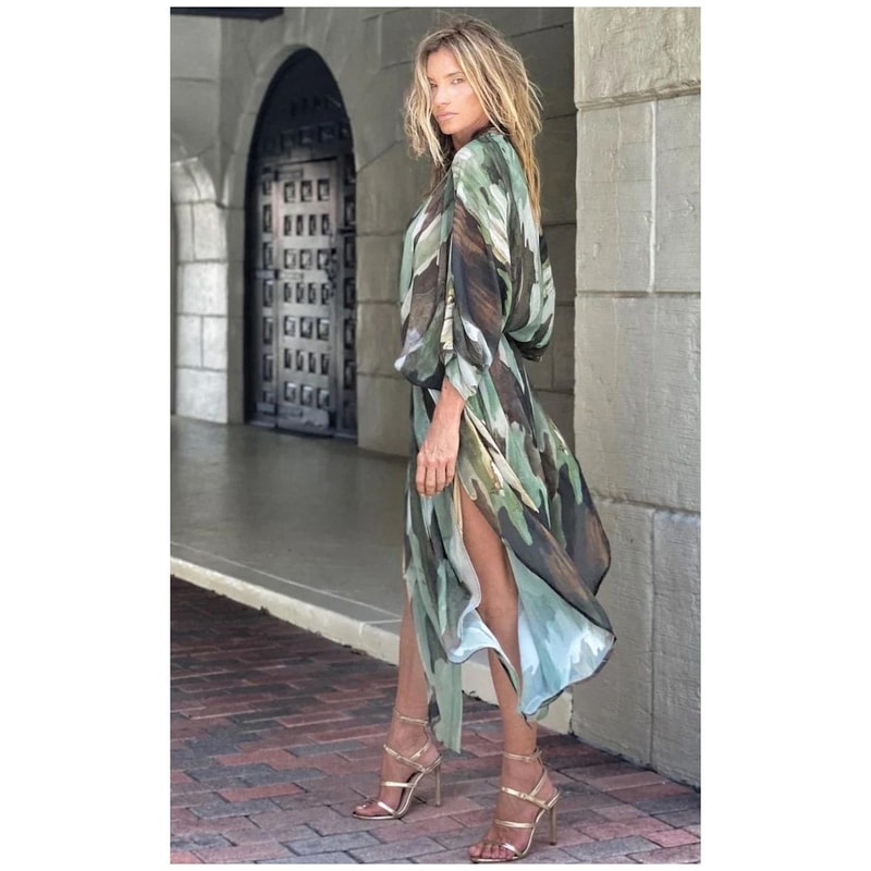 Tie Dye Long Open Front Beach Cover Up 1