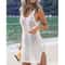 Knitted V Neck Hollow Beach Cover Up Dress 4