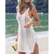 Knitted V Neck Hollow Beach Cover Up Dress 4