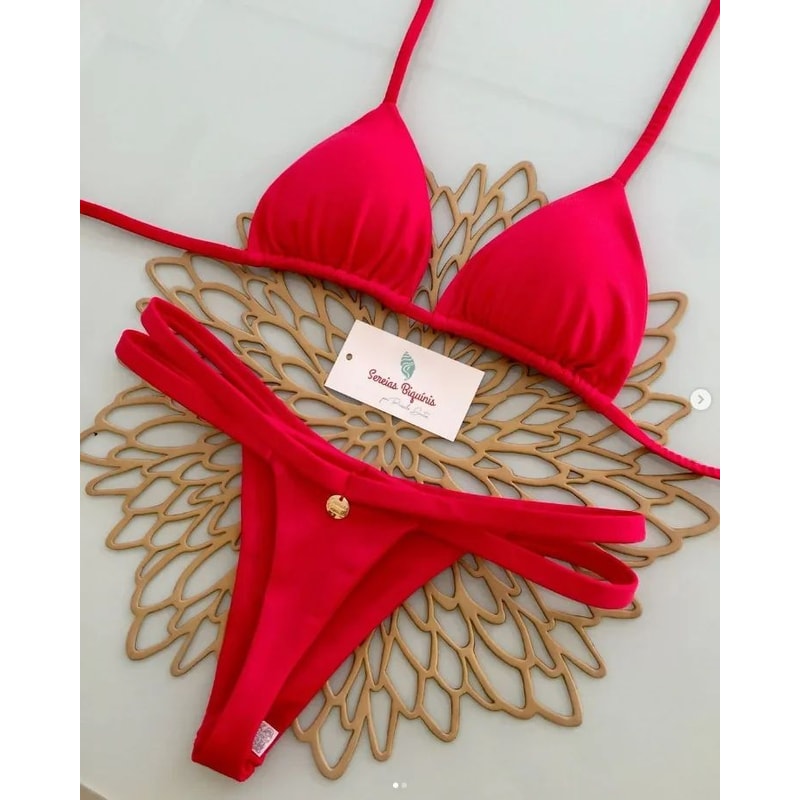 Printed Halter Lace Up Thong Bikini Set 16