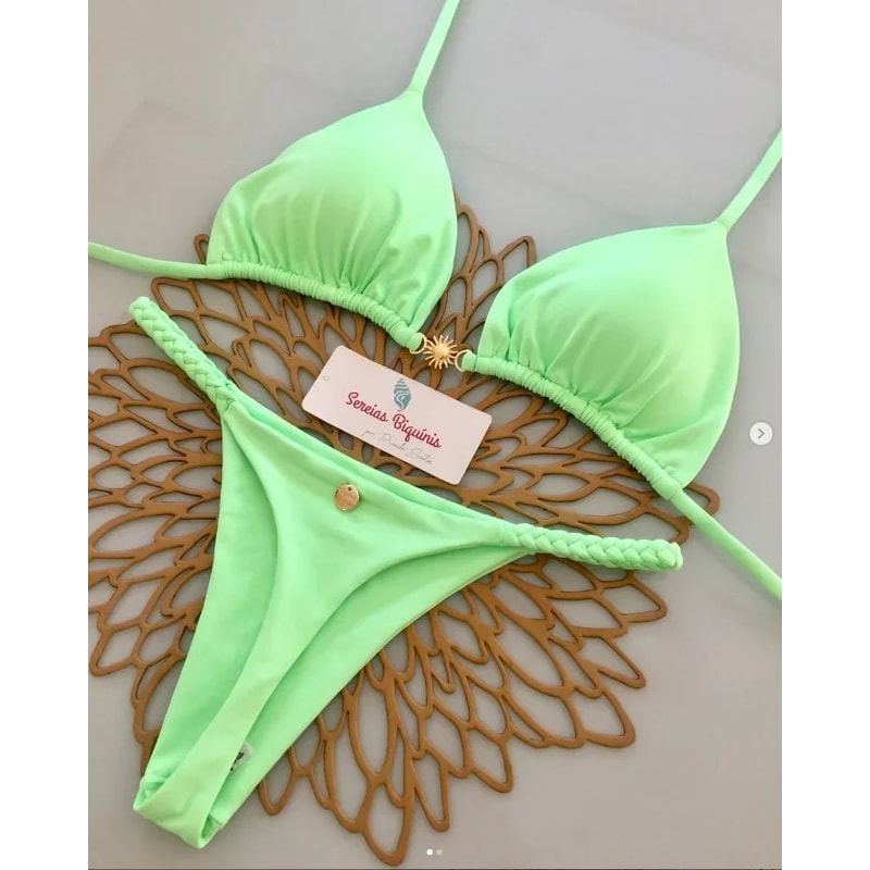 Printed Halter Lace Up Thong Bikini Set 17