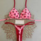 Printed Halter Lace Up Thong Bikini Set 8