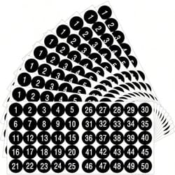 waterproof consecutive number stickers 1 to 50