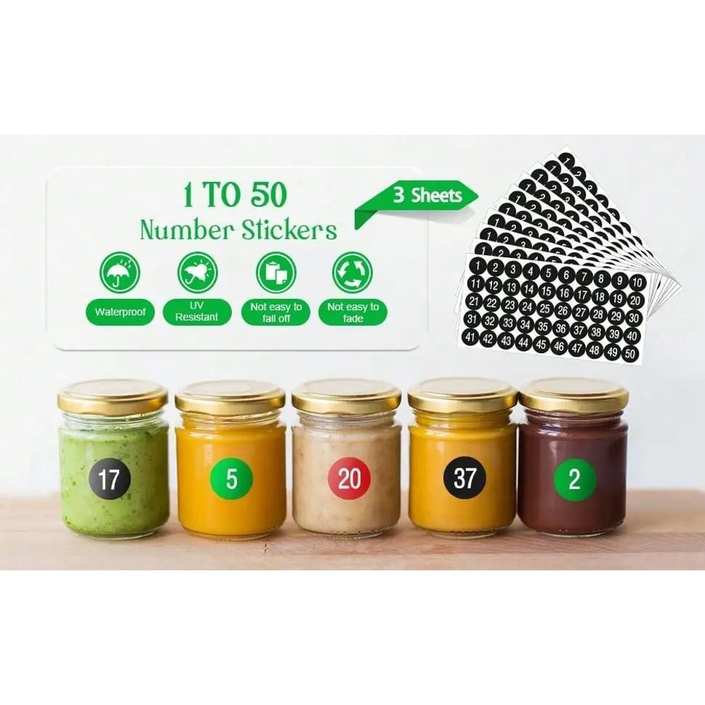 Waterproof Consecutive Number Stickers 1 To 50 7