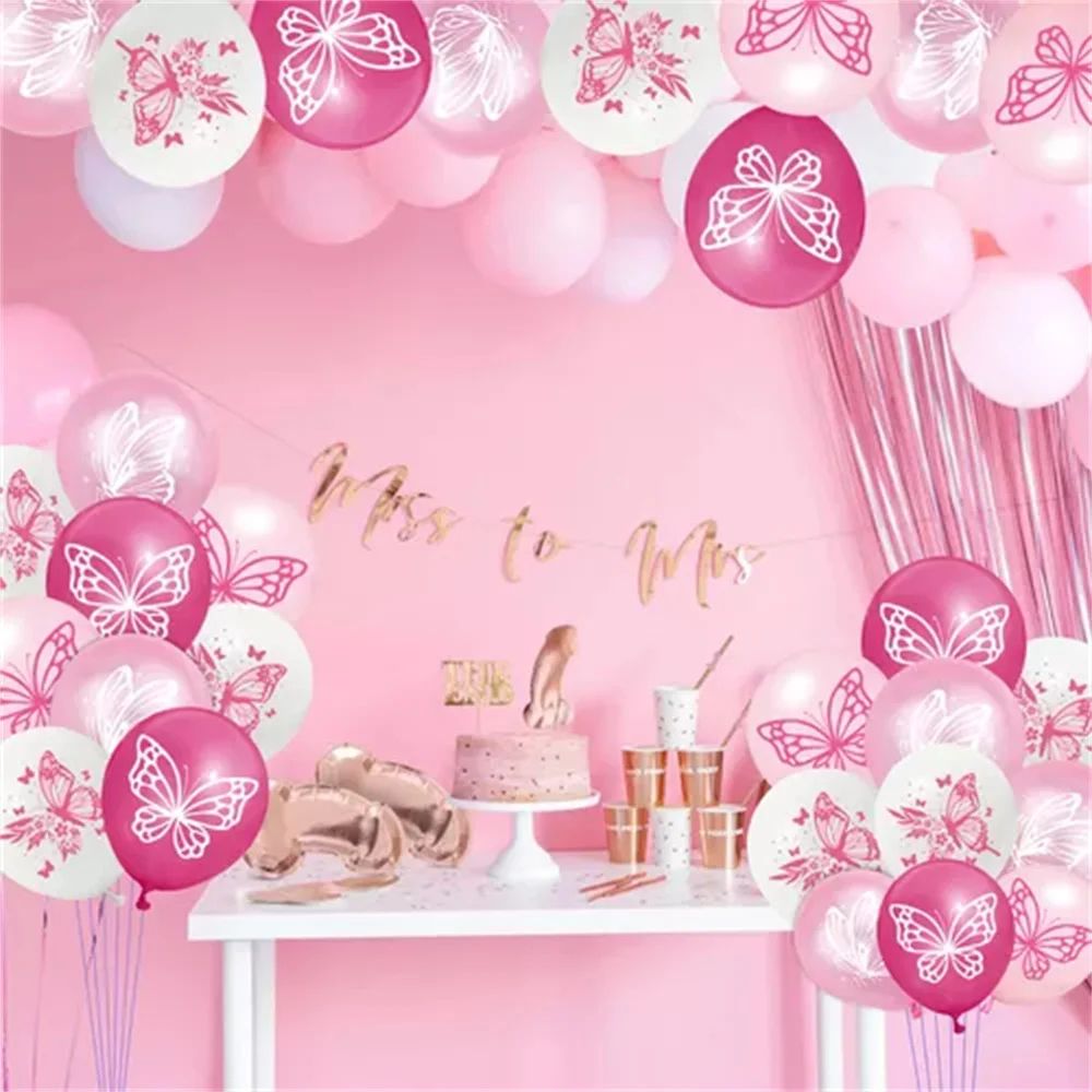 Butterfly Theme 12 Inch Latex Balloon Set 5