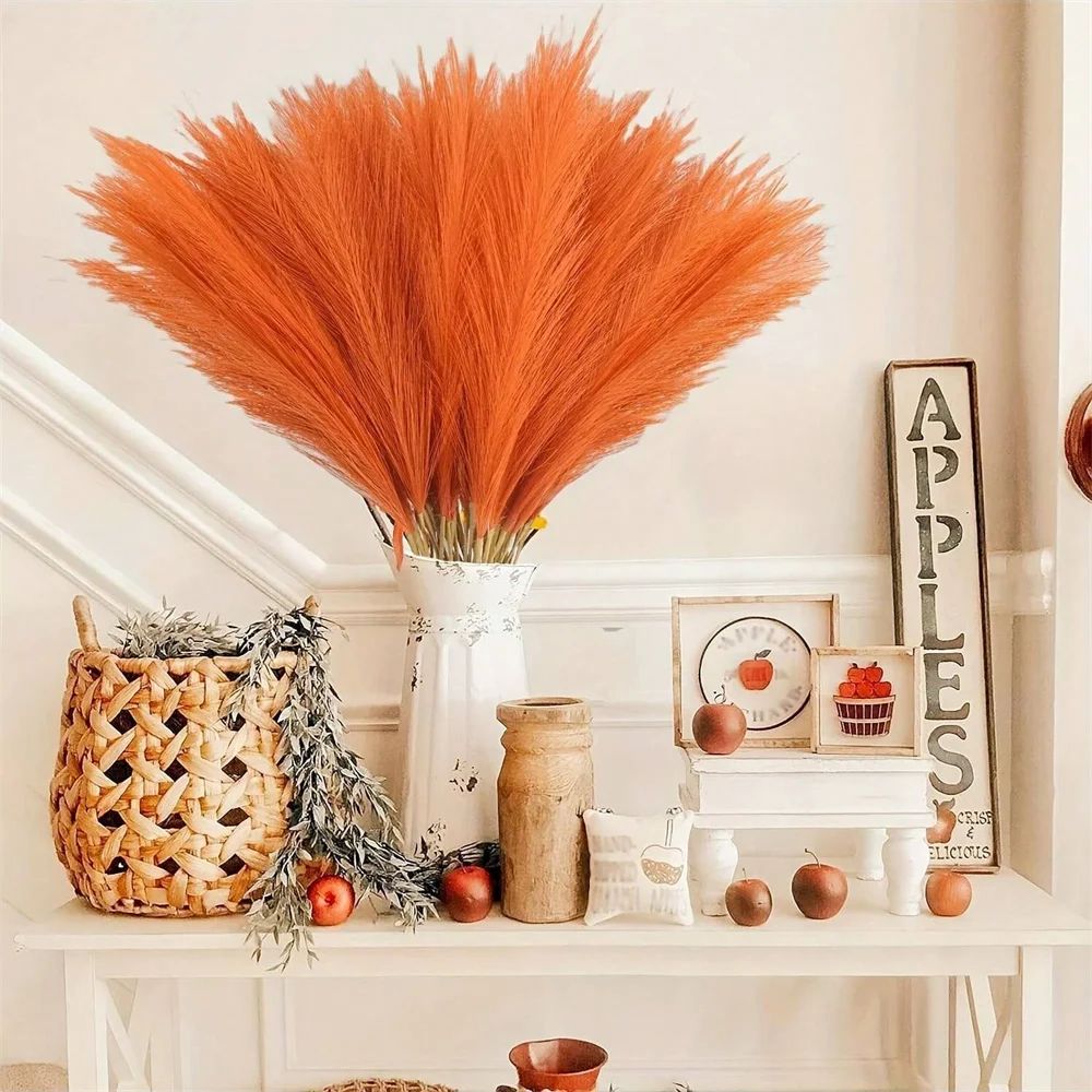 Tall Orange Artificial Pampas Grass Decoration 4