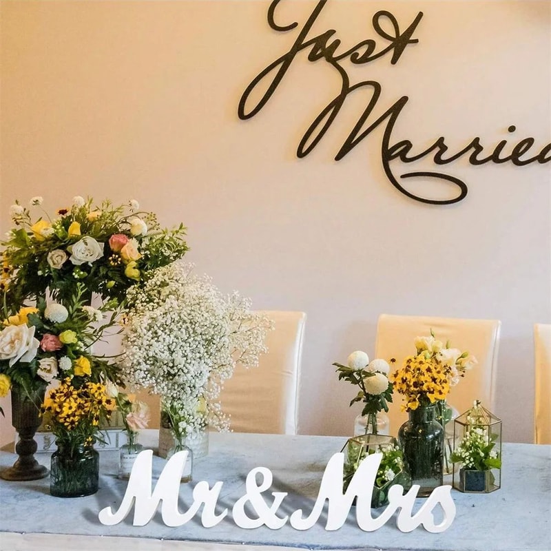 Wooden Mr And Mrs Wedding Sign Set 2