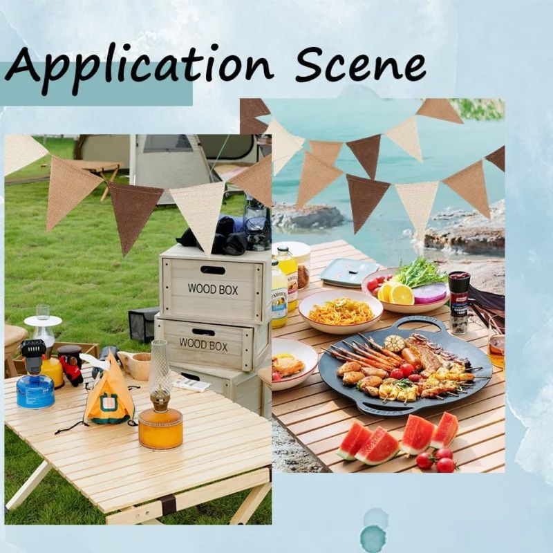 12FT Rustic Brown Burlap Pennant Banner For Party Decor 4