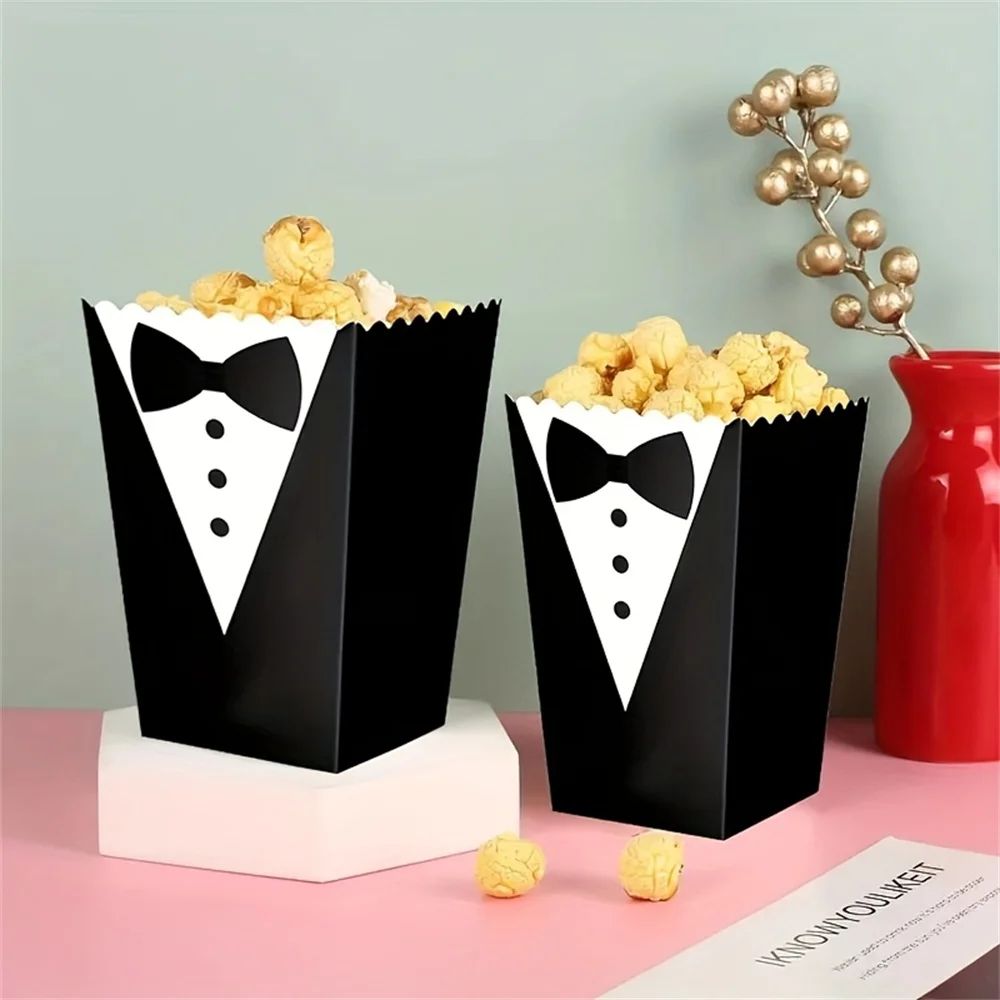 10pcs Tuxedo Design Popcorn Boxes For Wedding And Party 2