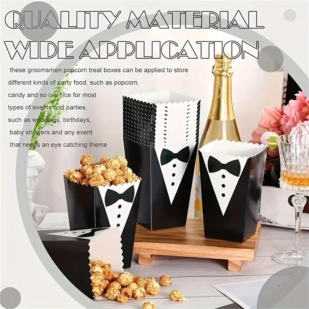10pcs Tuxedo Design Popcorn Boxes For Wedding And Party 3