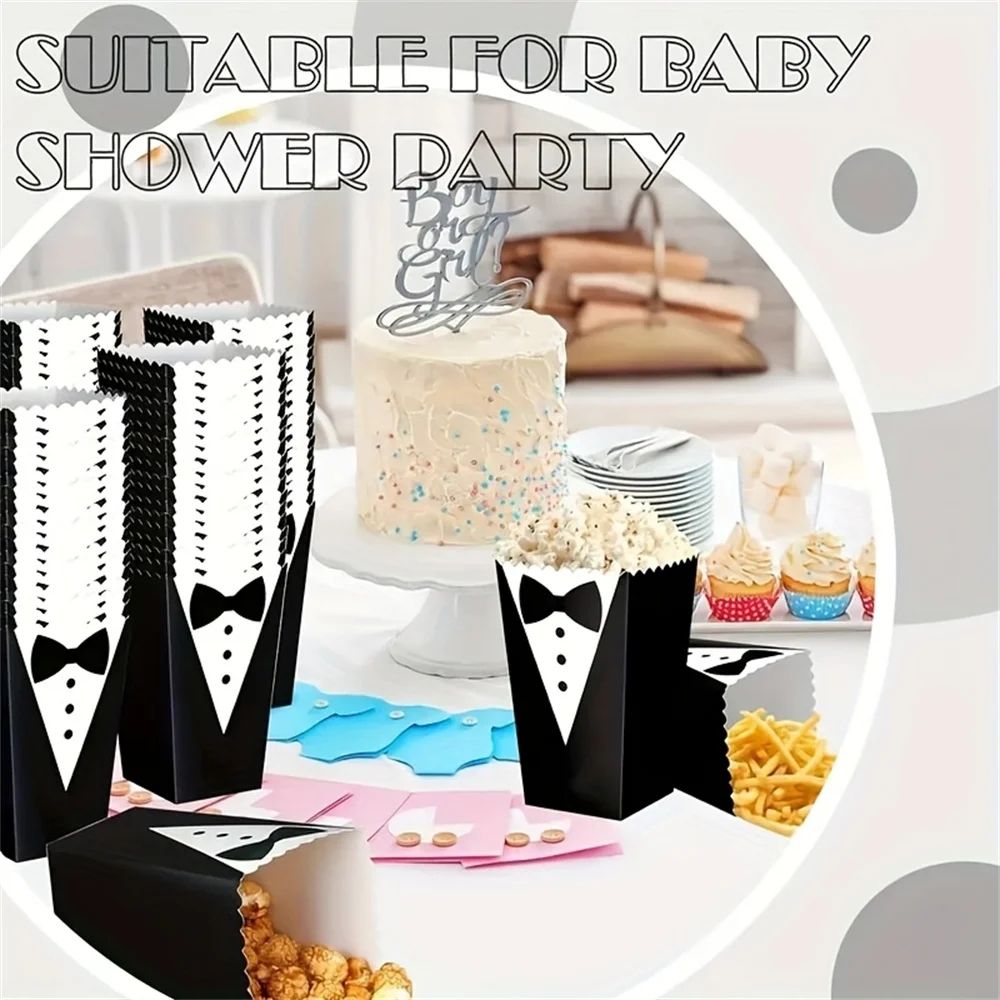 10pcs Tuxedo Design Popcorn Boxes For Wedding And Party 4