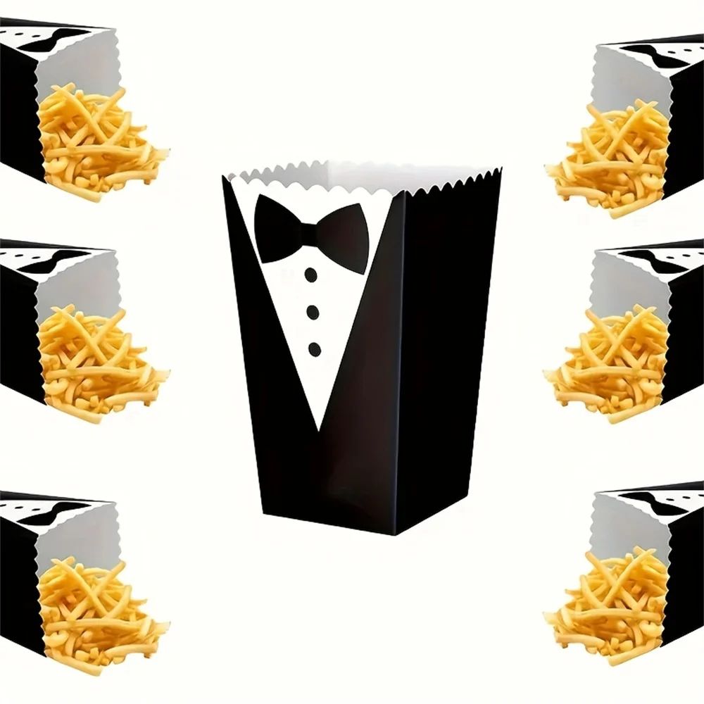 10pcs Tuxedo Design Popcorn Boxes For Wedding And Party 6